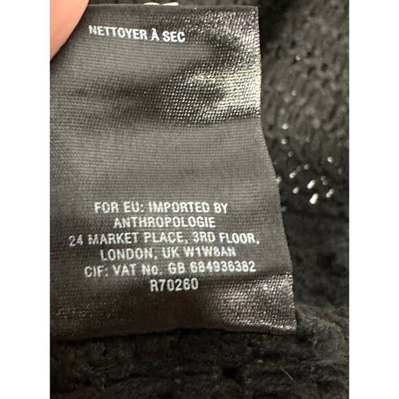 Sparrow Anthropologie Sz S Black Crochet Knit HiLow Sweater Open Knit Sheer Goth - Picture 6 of 12